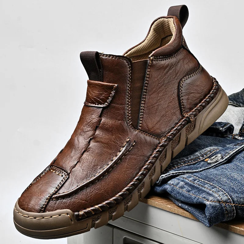 LOR MALE Men Boots Handmade Casual Shoes Genuine Leather Ankle Boots Comfortable Winter Shoes High Top Sneakers Luxury Footwear Men Shoes