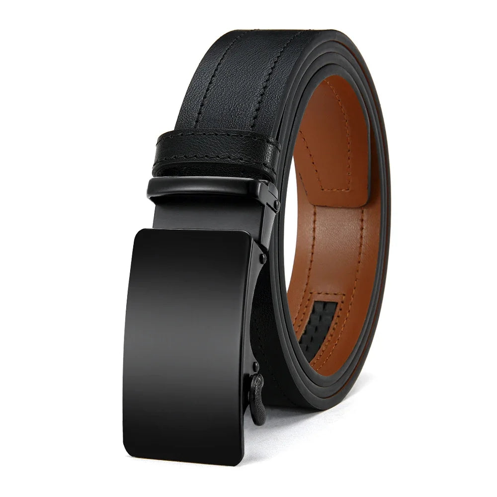 LOR MALE Men's Belt Metal Luxury Brand Automatic Buckle High-quality PU Leather High-quality Men's Business Casual Belt Multi-color