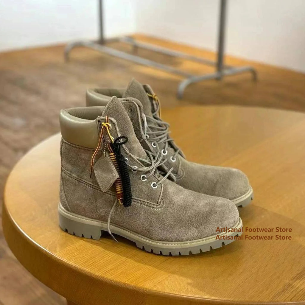 LOR MALE High-Top Big Toe Motorcycle Boots Men's Boots Lace-Up Trendy Outdoor Hiking Boots Designer Handmade Height Increased Men Boots