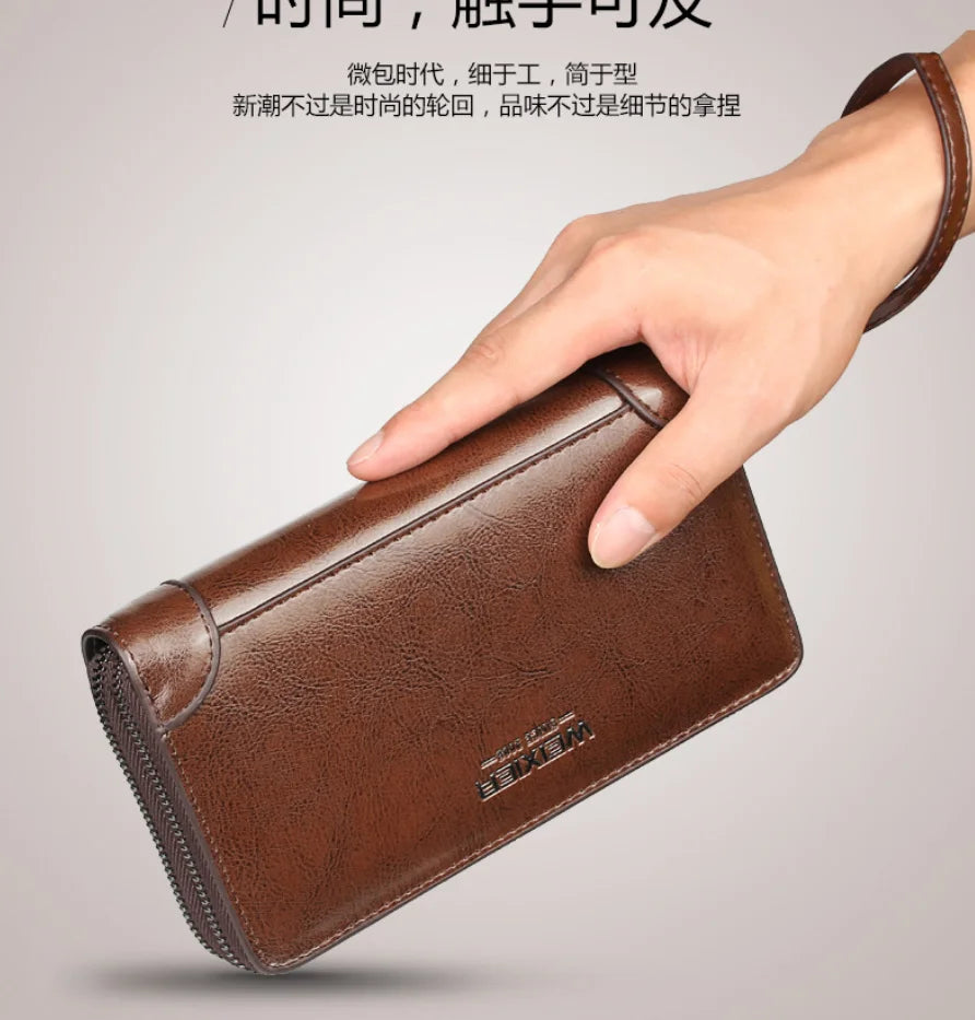 LOR MALE wallet long wallet quality Pu Leather walletes Double Zipper Coin Pocket