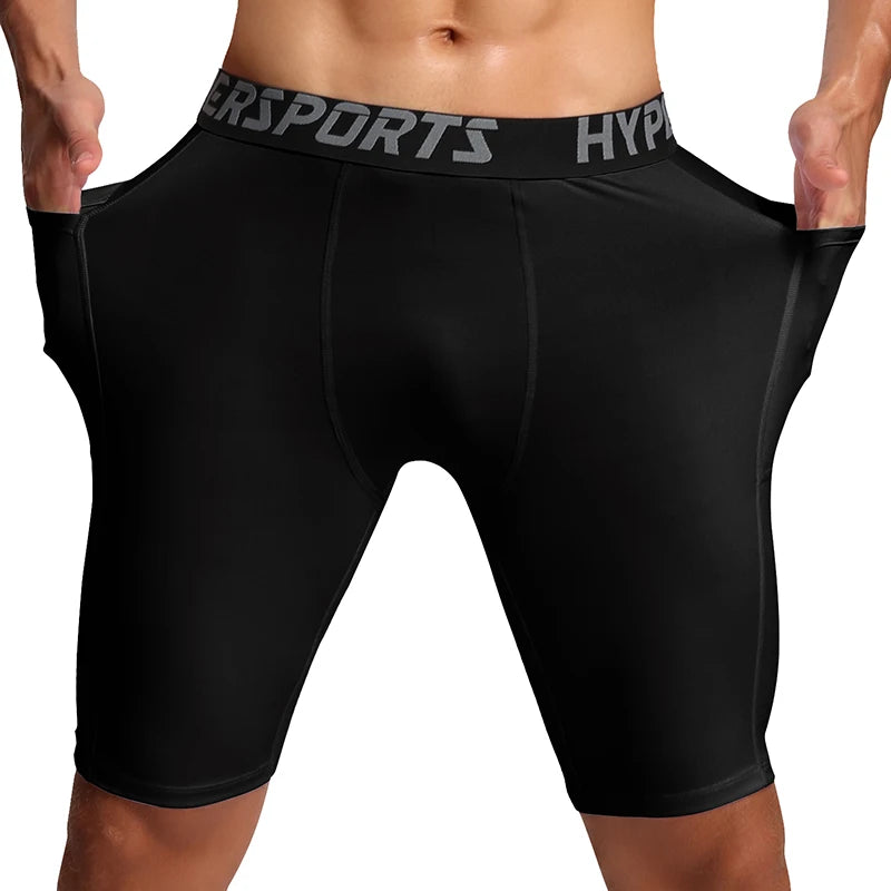 LOR MALE Men Running Short  Quick Dry Leggings Mens Compression Tights Gym Fitness Sport Shorts Male Trunks