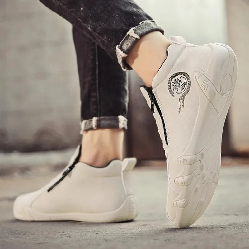 LOR MALE Men Boots Barefoot Shoes for Men Designer Pattern Ankle Boots Autumn Hiking Shoes High-Top Sneakers Luxury Mens Motorcycle Boots