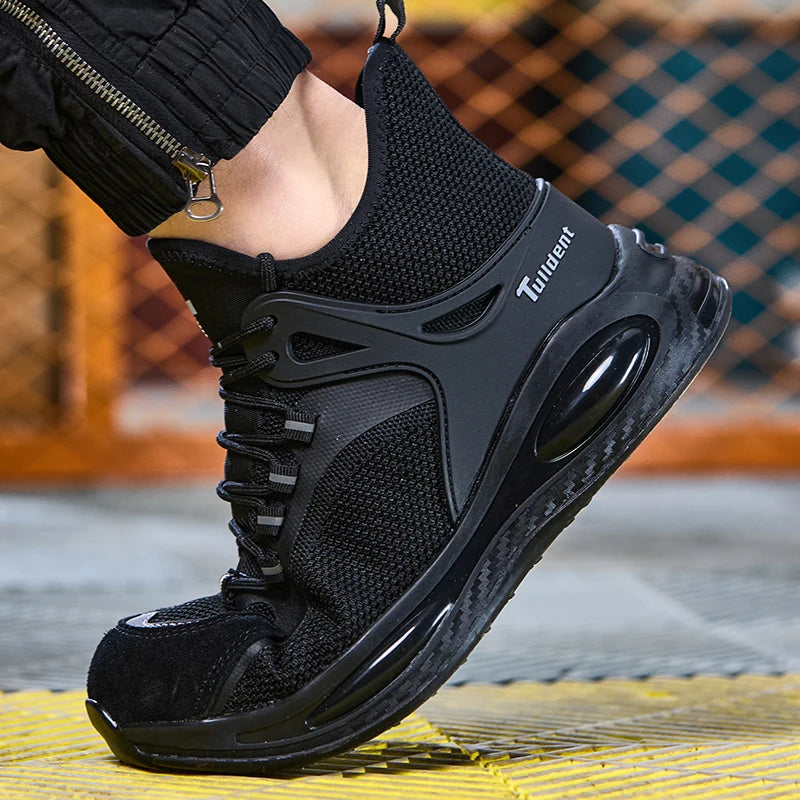 LOR MALE Men's Steel Toe Safety Shoes Work Boots Anti-Puncture Slip Resistant Lightweight Breathable Industrial Construction