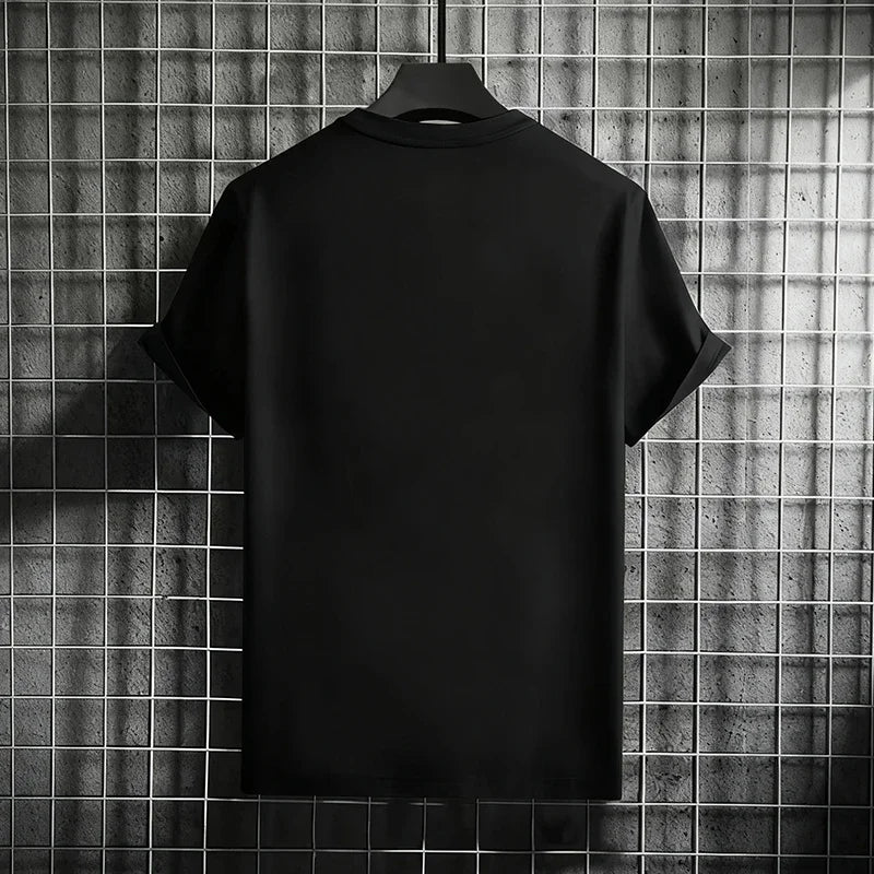 LOR MALE Men's T-shirt High Quality 100% Cotton Round Neck Short Sleeve Classic Black White Pure Color Tees Spring Summer Casual Cool Top