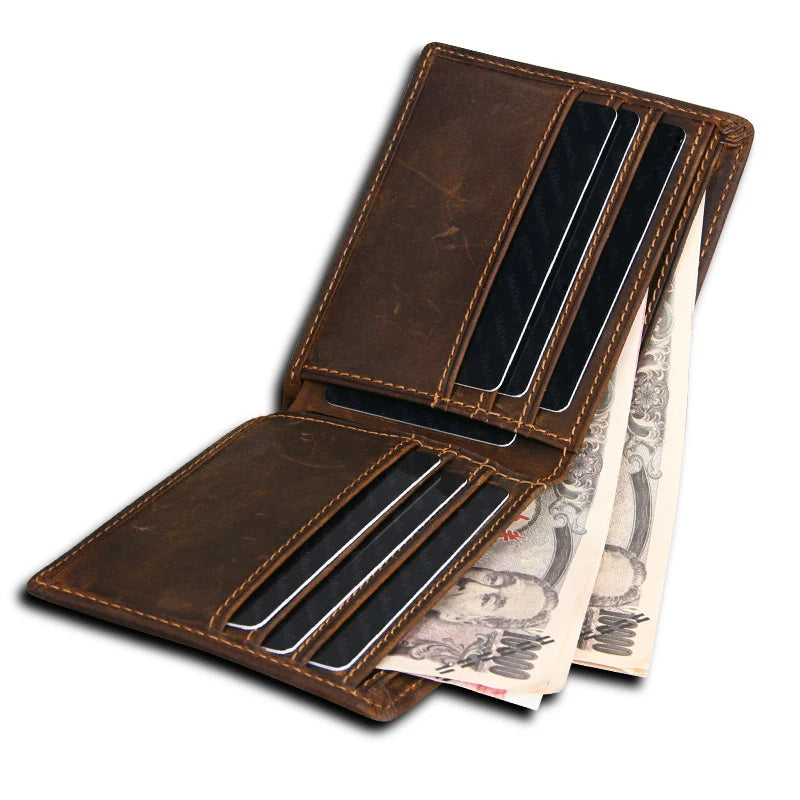 LOR MALE Genuine Leather Man Wallet RFID Blocking Slim Monederos Male Thin Purse High Quality Cowhide Card Wallet For Men Male