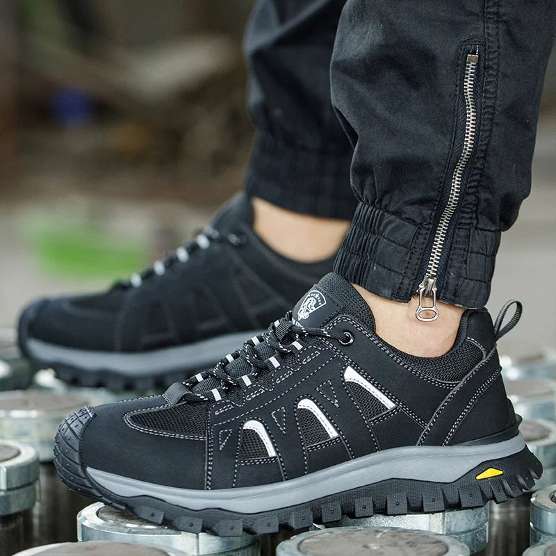 LOR MALE Steel Toe Safety Shoes Men Work Safety Boots Lightweight Breathable Comfortable Sneakers Men Boots Slip-Resistant Shoes