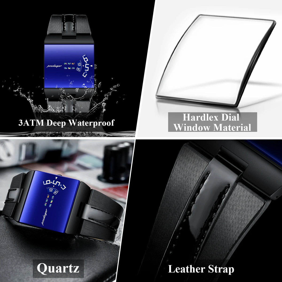 LOR MALE POEDAGAR Top Unique Man Watch Waterproof Casual Watch Sports Military Leather 2
