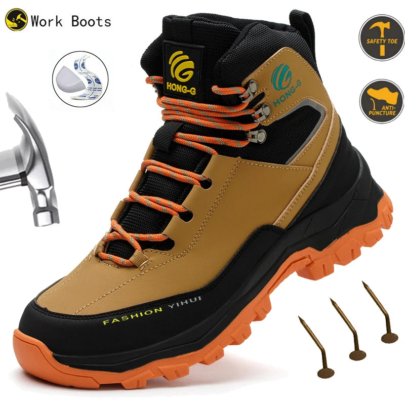 LOR MALE Steel Toe Cap Shoes For Men Work Boots Puncture-Proof Work Safety Shoes Non-Slip Protective Shoes Male Footwear Sneakers