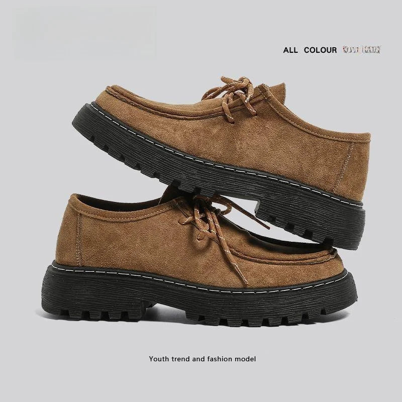 LOR MALE Men's Low-Top  Work Boots British Style round Toe Leather Shoes Comfortable Spring Autumn Seasonal Fashion Workwear