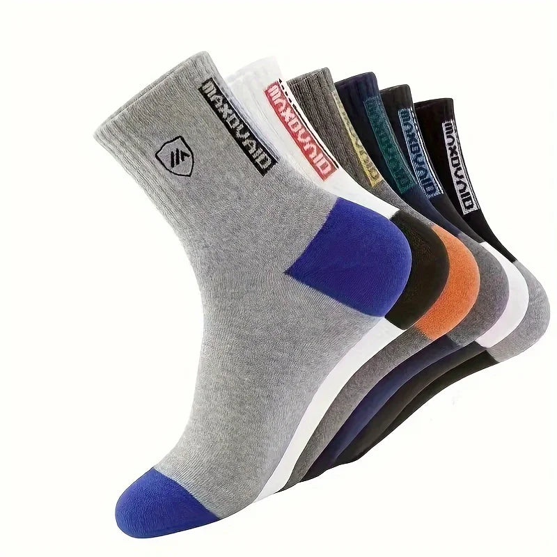 LOR MALE 5 Pairs Men's Comfortable Breathable Crew Socks Soft Warm Elastic Sports Socks for Spring Autumn Winter Daily Casual Wear