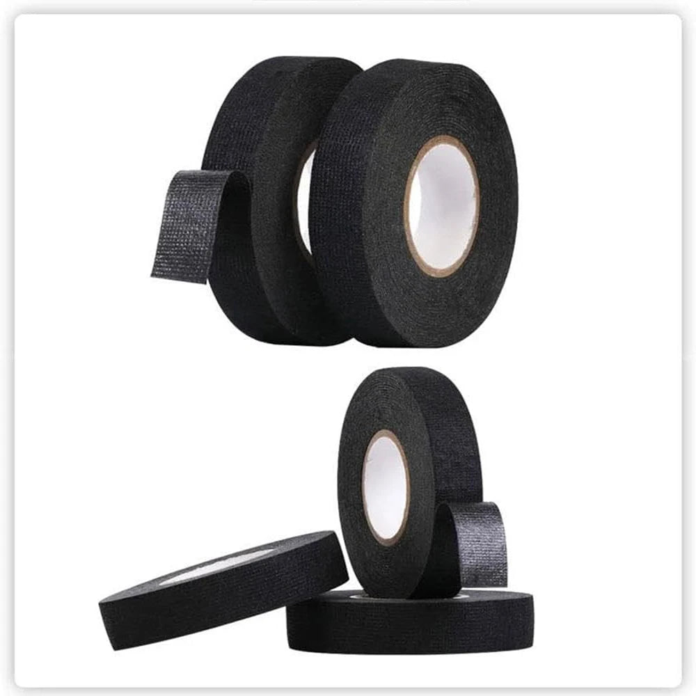 LOR MALE 15/25M Wire Harness Automotive Cloth Tape Adhesive High Noise Resistance Heat Proof Fabric Electrical Tape for Wrapping Wiring