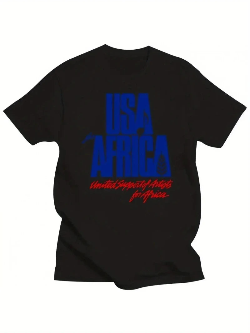 LOR MALE Men's T-shirt - We Are the World Anniversary Edition, American-African Collaborative Artist Design T-shirt, Classic Fit