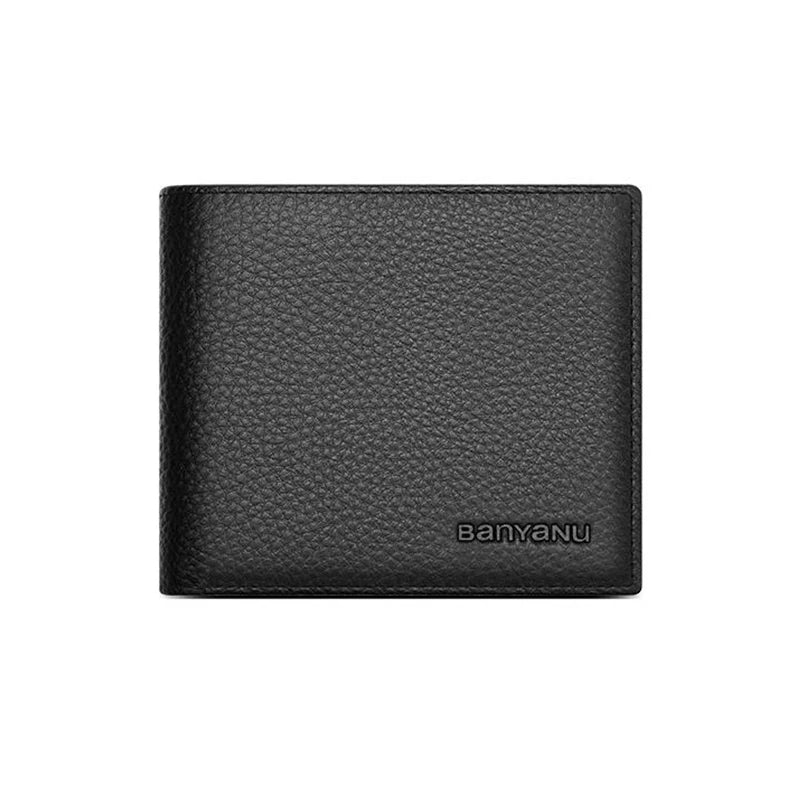 LOR MALE Business Man Wallet Simple Design Bifold Cowhide Genuine Leather Credit Card Wallet for Men Birthday Gifts