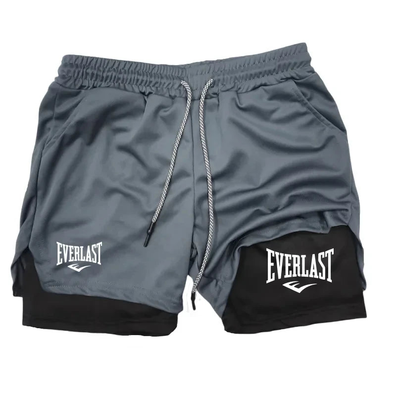 LOR MALE Men Running Shorts 2 In 1 Double-deck Sport Shorts Sportswear Gym