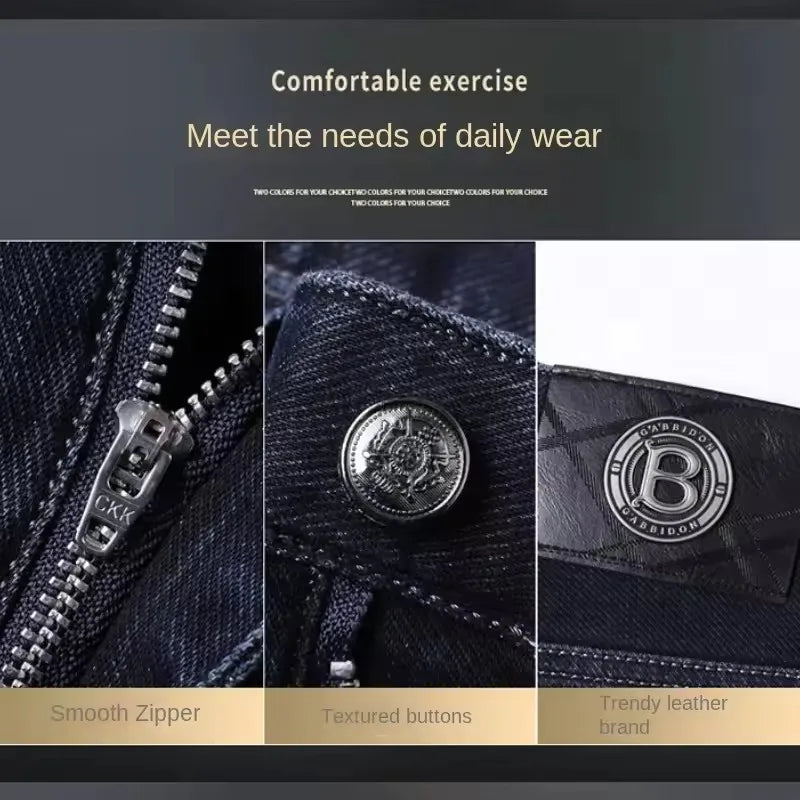 LOR MALE Men's Straight-leg Jeans High-quality Light Luxury Embroidered Casual Versatile Fashion Slimming Smooth Silhouette Style