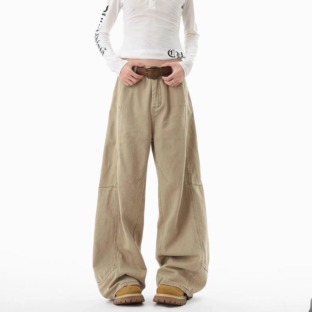 LOR MALE Jeans for Men and Women, Autumn Vintage High Street Workwear, Loose Casual Wide Leg Pants