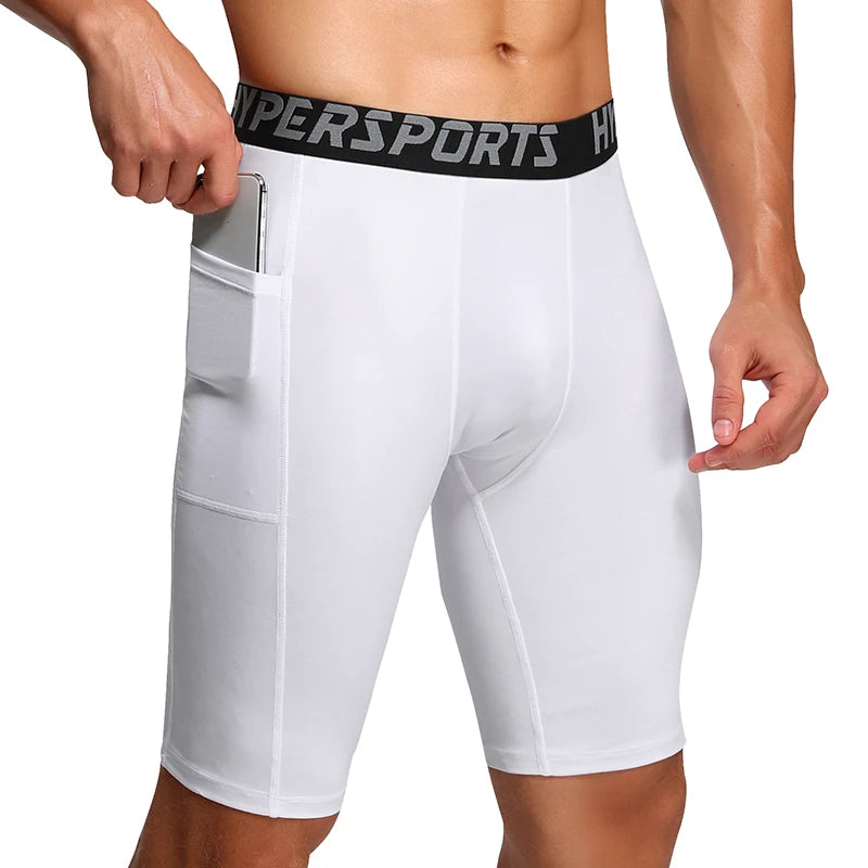 LOR MALE Men Running Short  Quick Dry Leggings Mens Compression Tights Gym Fitness Sport Shorts Male Trunks