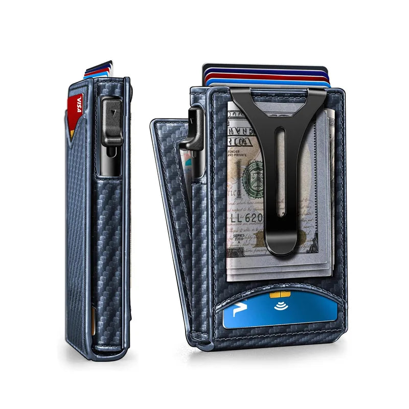 LOR MALE Hot Sale Man’s Double Flip Wallet Multifunctional Metal Flip Wallet RFID Anti-Theft Money Holder