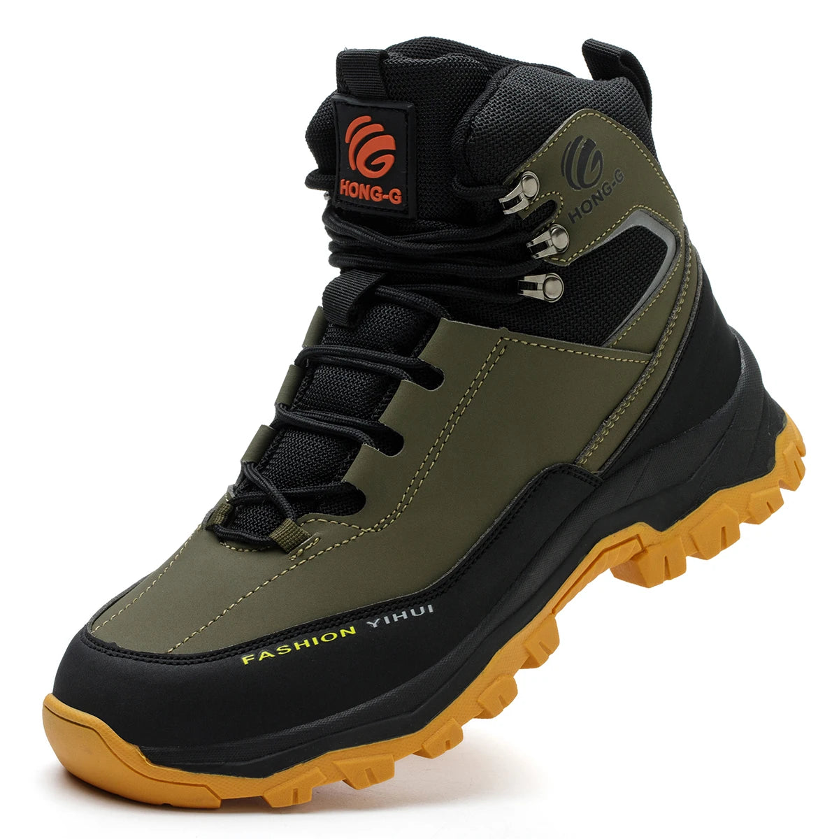 LOR MALE Waterproof Composite Toe Work Boots Puncture-Proof Non-Slip Breathable Comfort Fit for Warehouse Use Mne's Anti-smash Work Boots