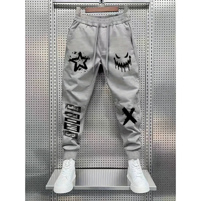 LOR MALE Men'S Trendy Printed Casual Fashion Pants Suitable For Outdoor Dates, Shopping, And Sports