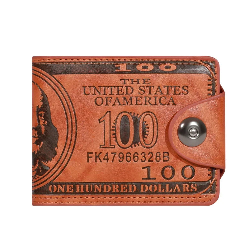 LOR MALE Wallets With 100 US Dollar PatternWallet Male Leather Walet Photo Card