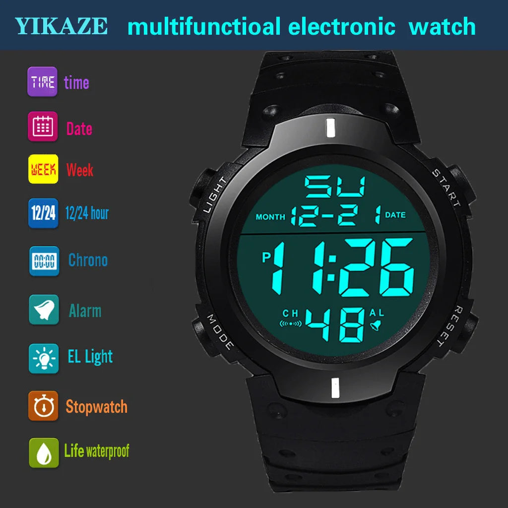 LOR MALE Men Electronic Watch Sports Watches Waterproof Luminous Multifunction Outdoor