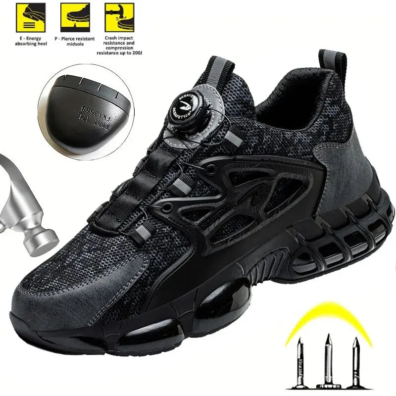 LOR MALE Steel Toe Shoes for Men Indestructible Work Boots Lightweight Safety Shoes Walking Anti-smash Anti-puncture Protective Sneakers