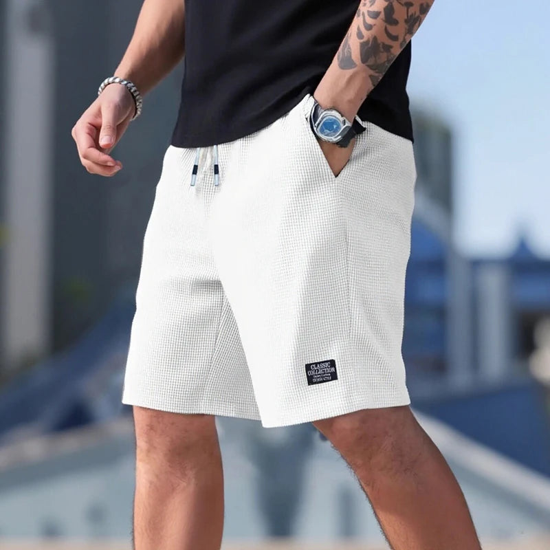 LOR MALE Men's Shorts, Men's Casual Pants, Men's Beach Shorts, Men's Sports Shorts, New Fashion Textured Fabric, Breathable Pants, Suitable for Both Daily Casual Wear and Sports