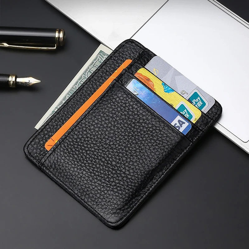 LOR MALE Slim Card Holders Wallets Pu Leather Cardholder Purses with Zip Coin