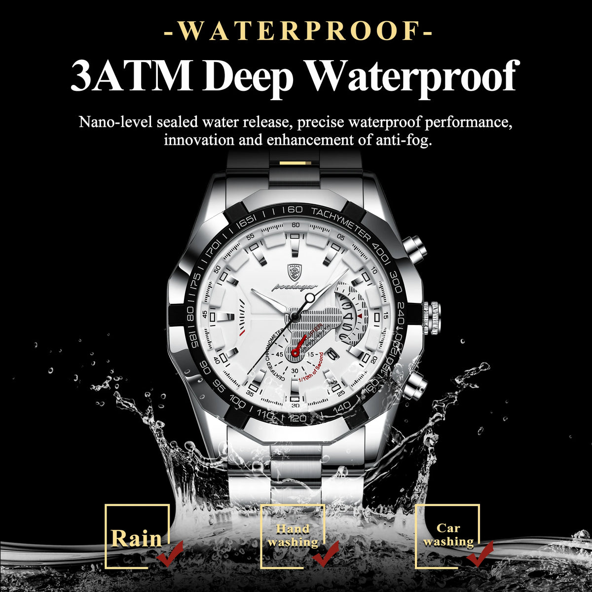 LOR MALE POEDAGAR High Quality Man Wristwatch Waterproof Luminous Date Youth Men Watch Stainless Steel Quartz Fashion Men's Watches Reloj