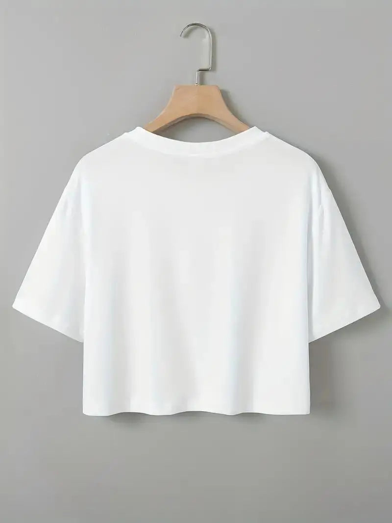 Men Women Short T-shirt Black White Solid Color Loose Street Short Sleeve Clothing Hip Hop Fashion Show Navel Exposed Clothing