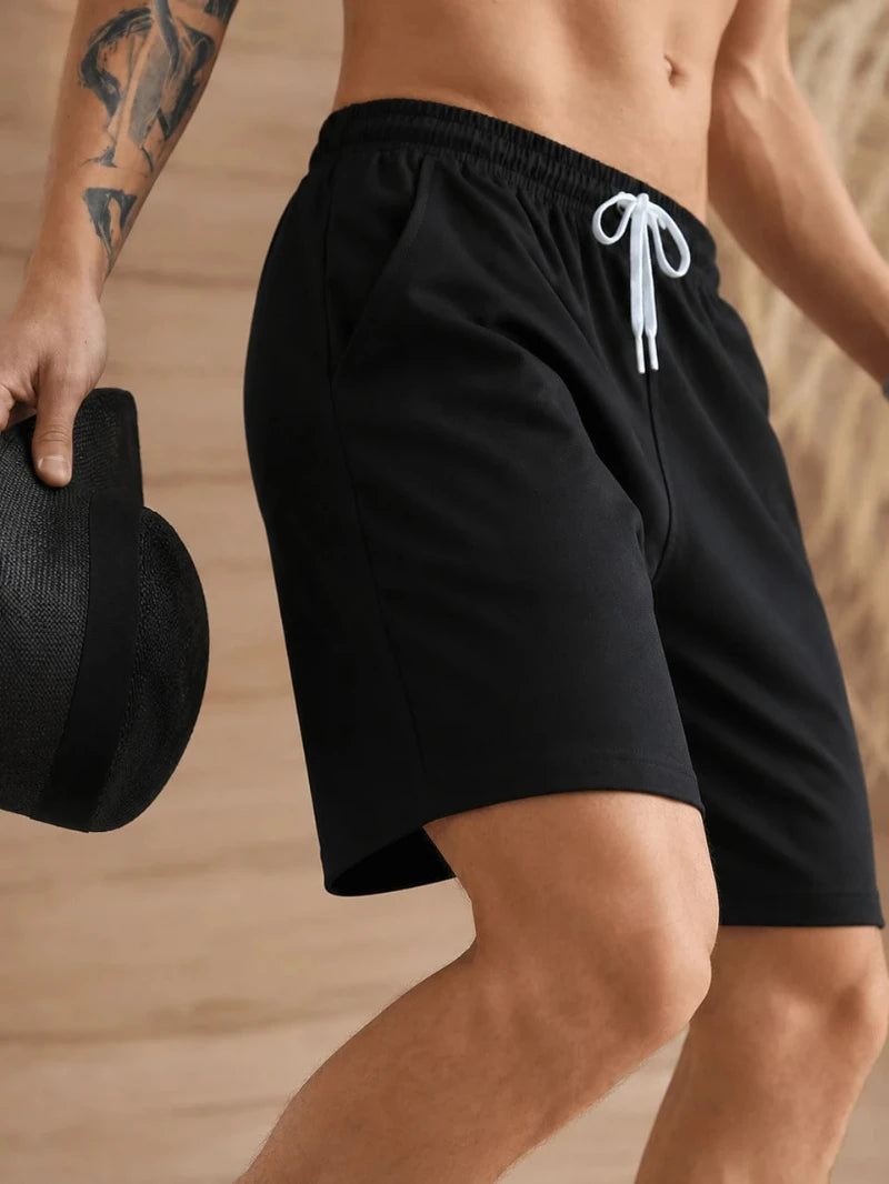 LOR MALE Men's casual white shorts, comfortable summer shorts, suitable for various occasions, versatile and fashionable gym shorts