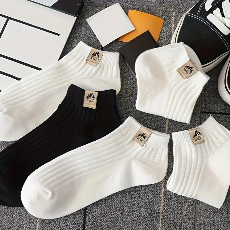 LOR MALE 5/10 Pairs of High-Quality Men's Outdoor Sports Fitness Casual Socks in Black and White Color Comfortable and Soft Men's Socks