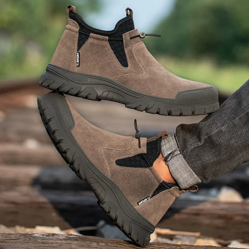 LOR MALE Safety Shoes Men's Working Boots Steel Toe Shoes For Men Anti-Puncture Boots Indestructible Work Shoes Outdoor Safety Boots