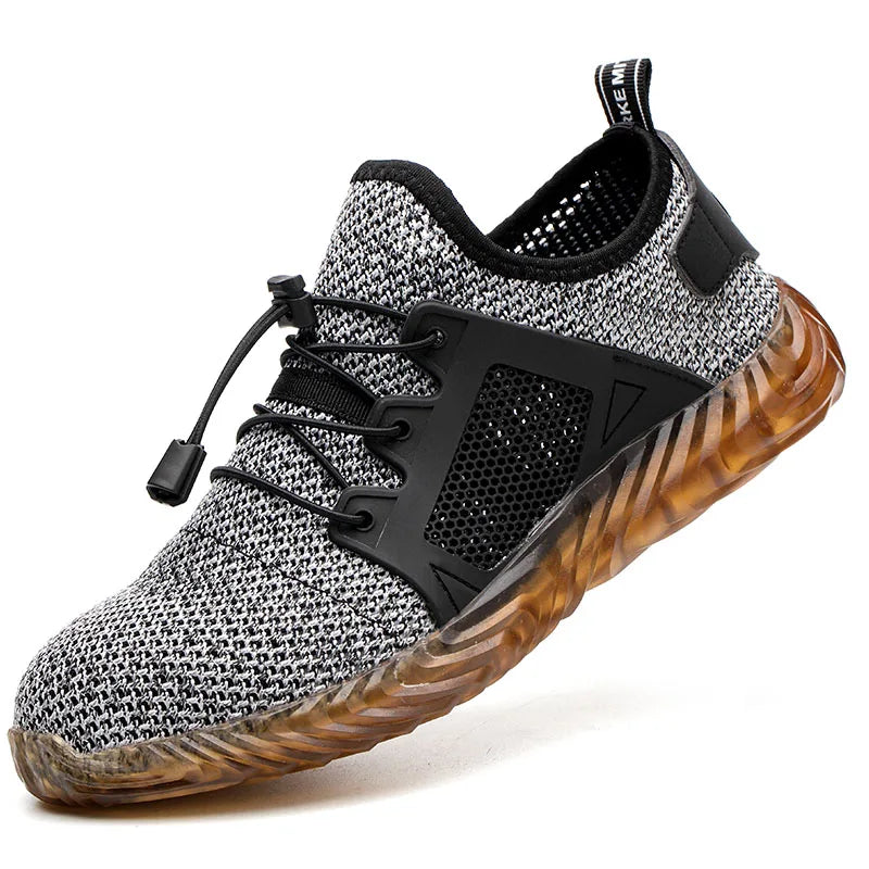 LOR MALE Steel Toe Work Boots for Men Breathable Safety Sneakers Construction Grade Anti-Puncture with Slip Resistant Rubber Sole Shoes