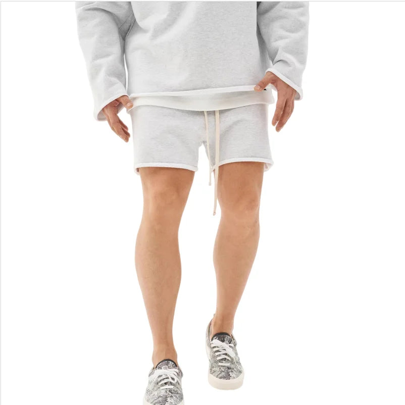 LOR MALE Men's Casual Shorts Workout Trousers Fitness Solid Color Summer Jogger Shorts Gym Training Running Fshion Trend edge curl Shorts