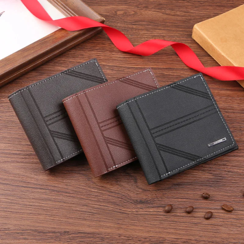 LOR MALE Wallet Short Wallet Youth Horizontal Soft Leather Business Wallet Credit ID