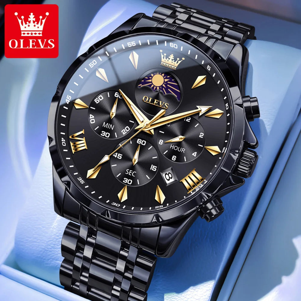 LOR MALE OLEVS 3653 Mans Watch Multifunctional Chronograph Quartz Watch Moon Phase Watc 2