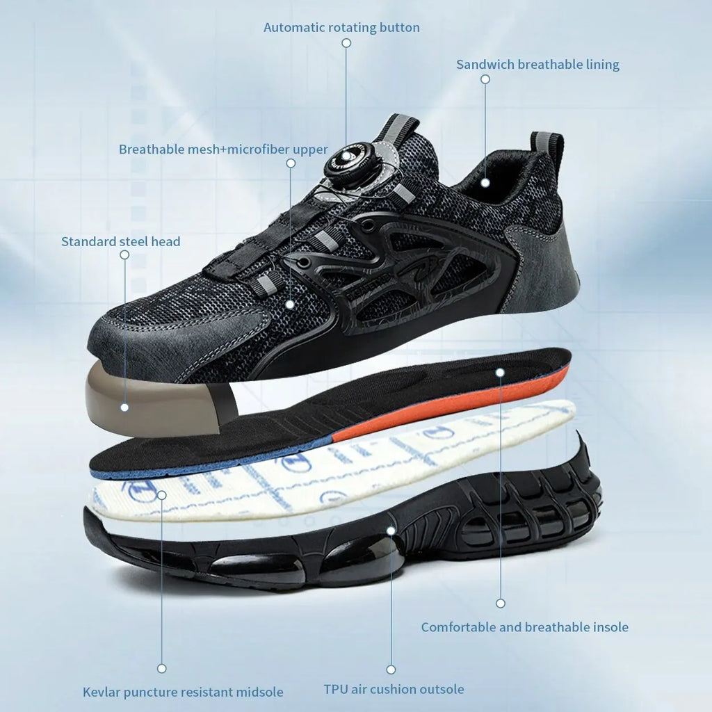 LOR MALE Steel Toe Shoes for Men Indestructible Work Boots Lightweight Safety Shoes Walking Anti-smash Anti-puncture Protective Sneakers