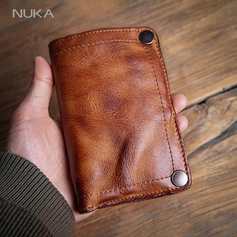 LOR MALE GURO High Quality Men Genuine Leather Wallet Vintage Bifold Money Clip Credit Card Holder Luxury Design with Zipper Coin Pocket