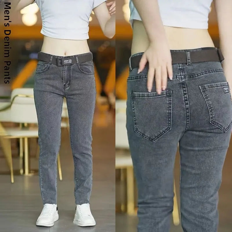 LOR MALE Men's Straight Leg Jeans Spring Autumn High Waist Business Casual High Stretch Versatile Comfortable Fit High Quality Denim P...