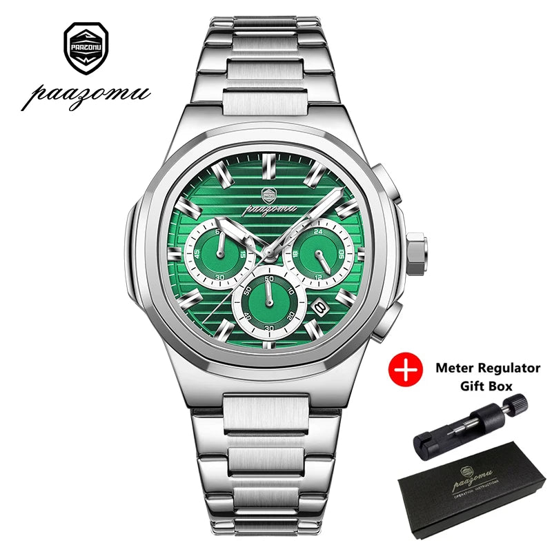 LOR MALE PAAZOMUTop High Quality Man Watch Luminous Waterproof Stainless Steel Men Clock Date Chronograph Quartz Business Men's Watches