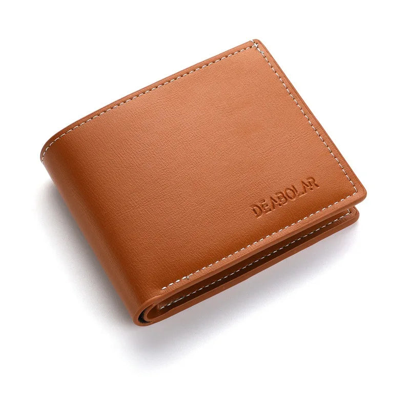 LOR MALE Pu Leather Men Short Wallet Thin Style Folding Young Men Credit