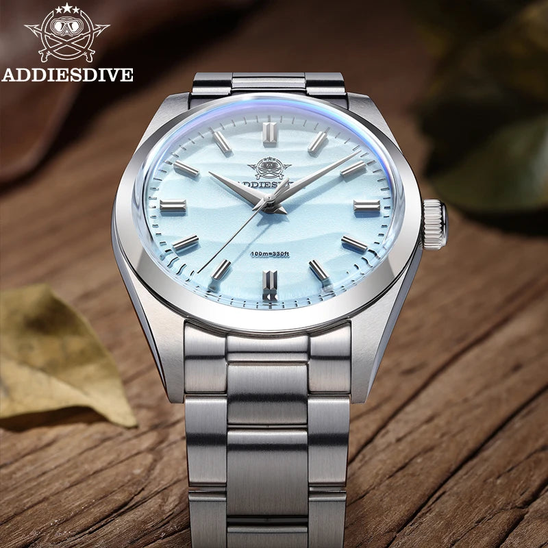LOR MALE ADDIESDIVE AD2030 Quartz Watch Simple 10Bar Steel Dive Wristwatch Bubble Mirro 2