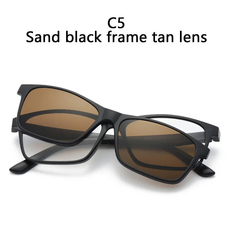 LOR MALE Polarized Sunglasses Men Women 2 In 1 Magnetic Clip On Glasses TR90 Optical Prescription Eyewear Frames Eyeglasses