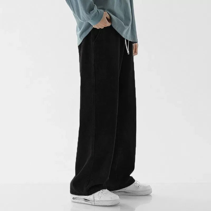 LOR MALE Men's Casual Jeans Thin Straight Leg Wear Resistant Comfortable Spring Autumn Loose Fit Durable Jeans for Work And Leisure