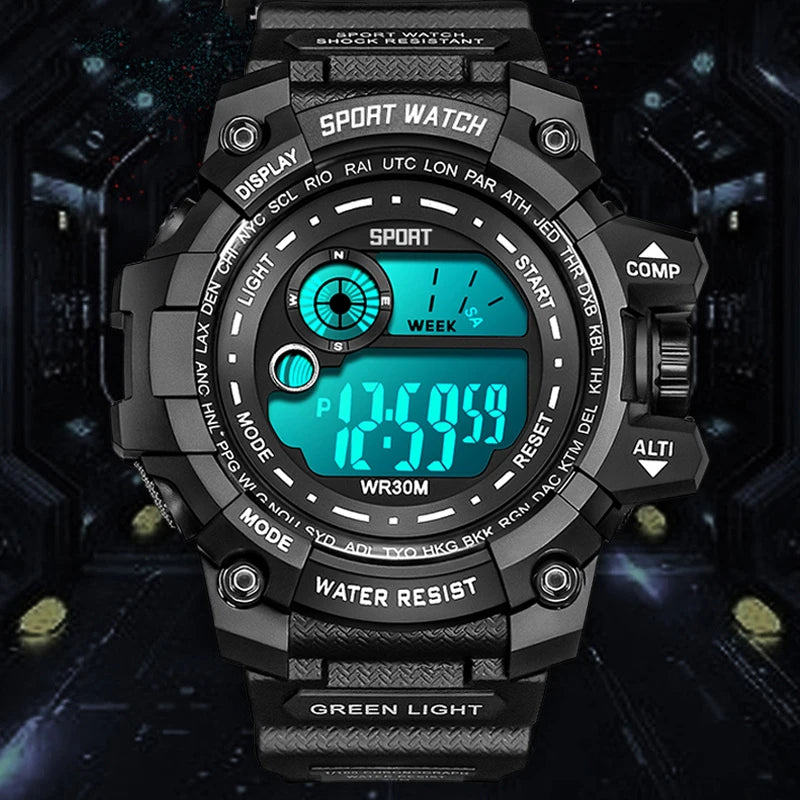 LOR MALE Men LED Digital Watches Luminous Sport Waterproof Watches Date Army Military