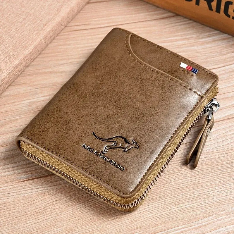 LOR MALE Mens Wallet Leather Business Card Holder Zipper Purse Luxury Wallets for Men RFID Protection Purses Carteira Masculina Luxury