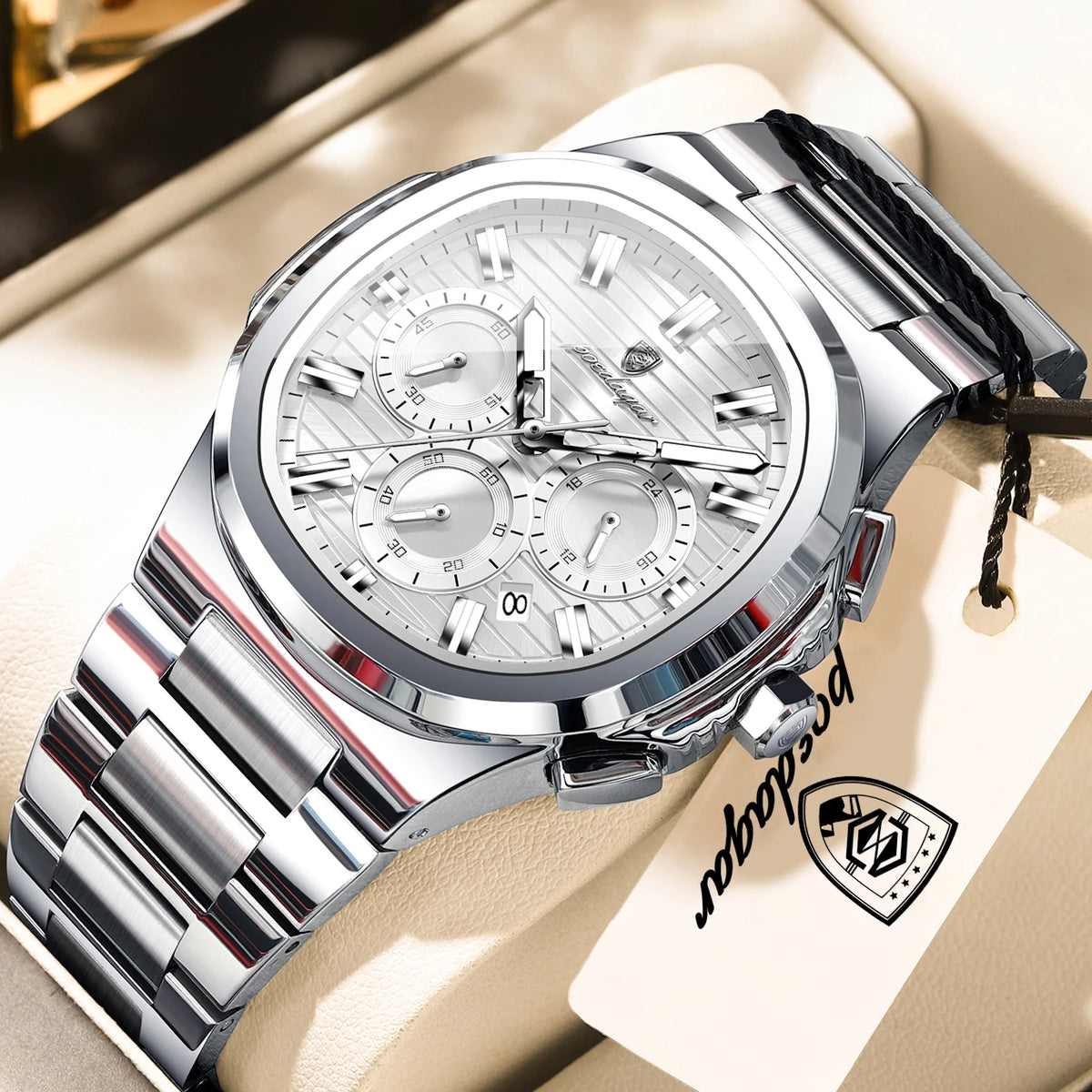 LOR MALE POEDAGAR Top High Quality Man Watch Luminous Waterproof Stainless Steel Men Clock Date Chronograph Quartz Business Men's Watches
