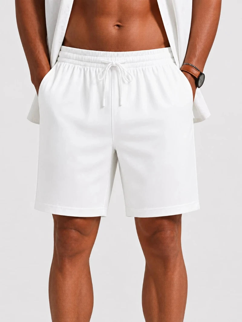 LOR MALE Men's casual white shorts, comfortable summer shorts, suitable for various occasions, versatile and fashionable gym shorts